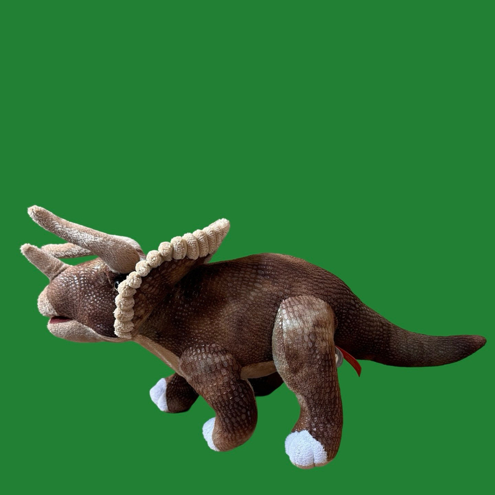 Wild Republic Triceratops Dinosaur 16\" Long Dino Brown Tan Plush Stuffed Animal